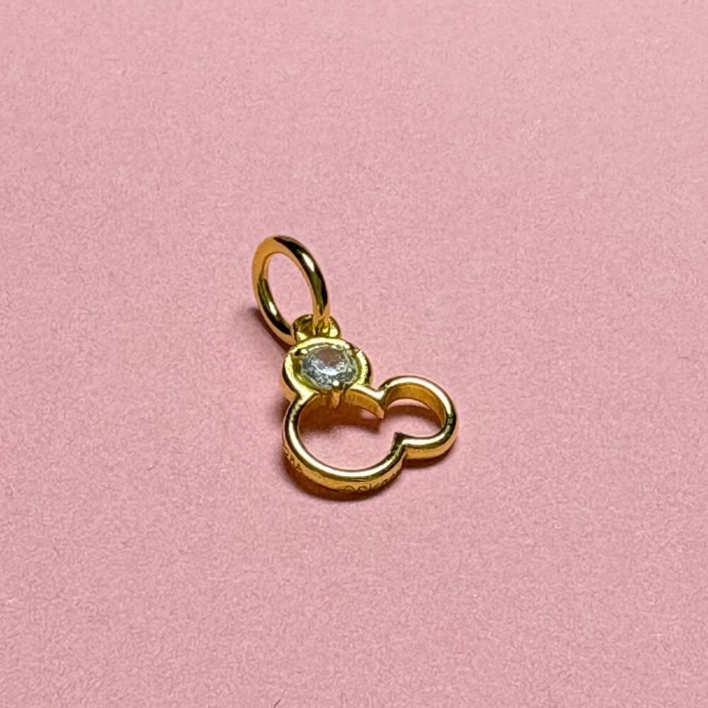 Pandora Disney Mickey Mouse Silhouette Lab-Grown Diamond Dangle Charm|Gold